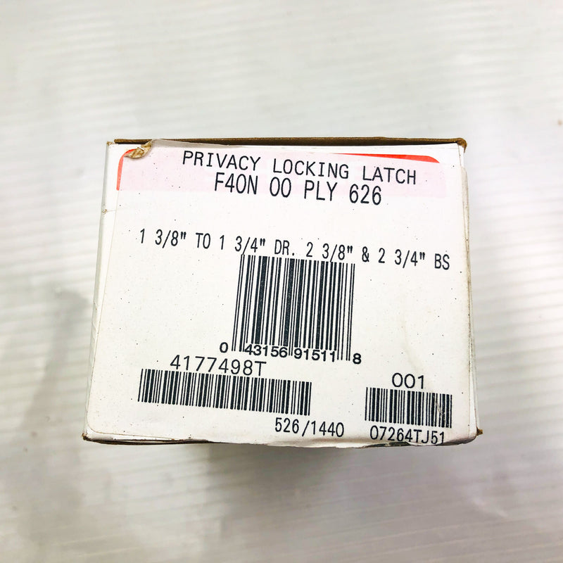 Schlage Privacy Locking Latch Doorknob F40N-00-PLY-626 Satin Chrome New 4177498T