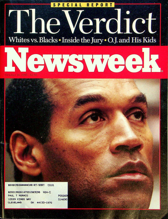 Newsweek Magazine October 16 1995 OJ Simpson Murder Trial Verdict Innocent Free