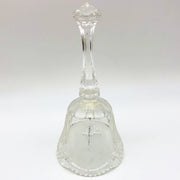 Vintage Lead Crystal Bell 8" Etched 3 Rose Flower Frosted Panels Dinner Table 1