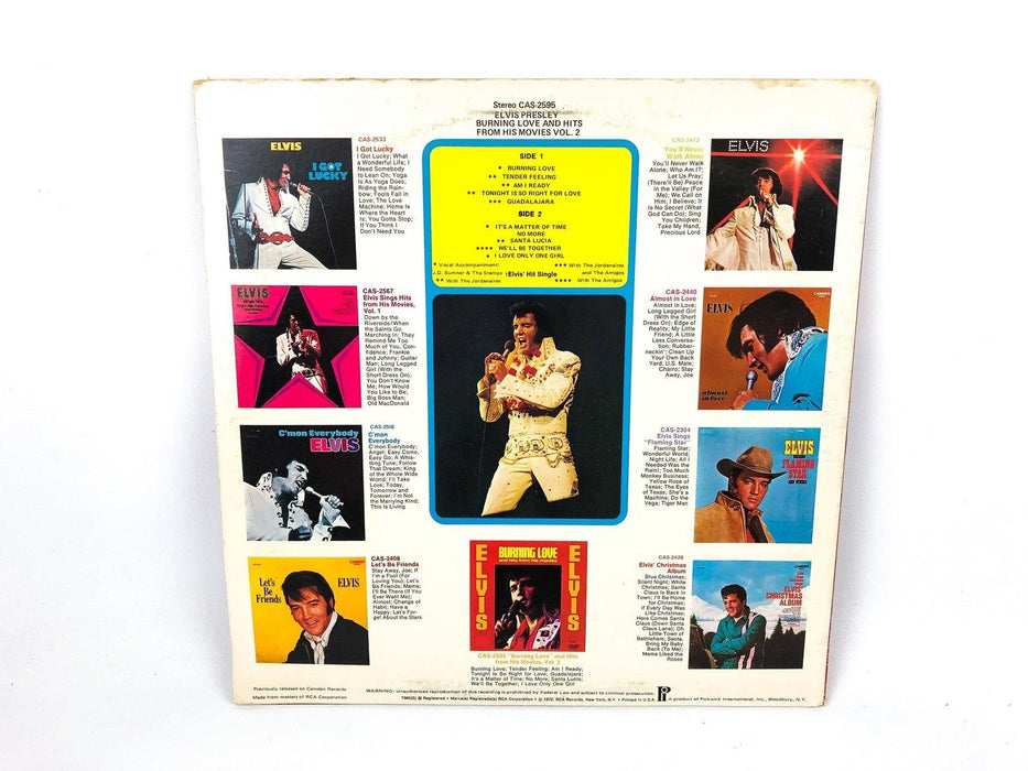 Elvis Presley Burning Love Vol. 2 Record CAS-2595 RCA Records 1972 Movie Hits 3