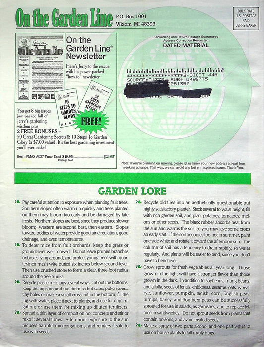 On The Garden Line Magazine June 1996 Fruit Trees, Summer Lawn Care