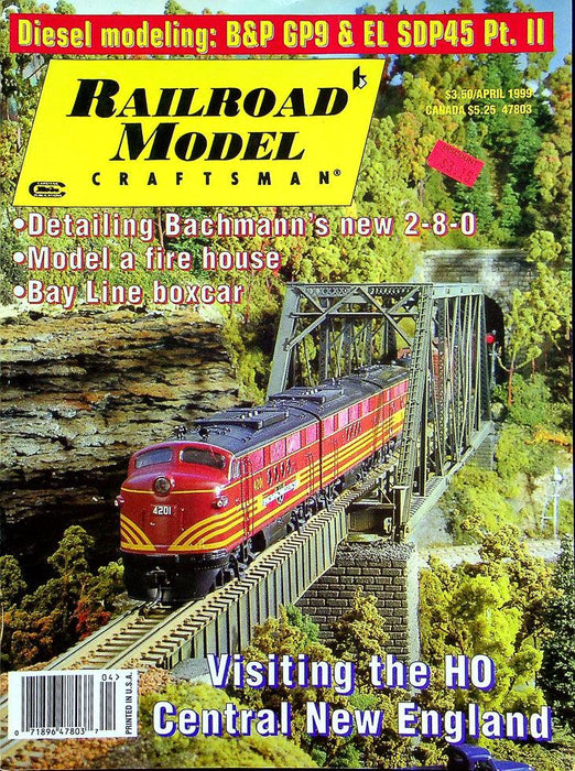 Railroad Model Craftsman Magazine April 1999 Vol 67 No 11 HO Centeral New Eng.