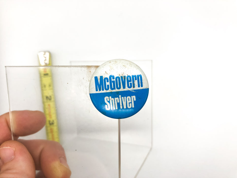 Vintage McGovern Shriver Pinback Button Light Blue White Votes Unlimited 1972