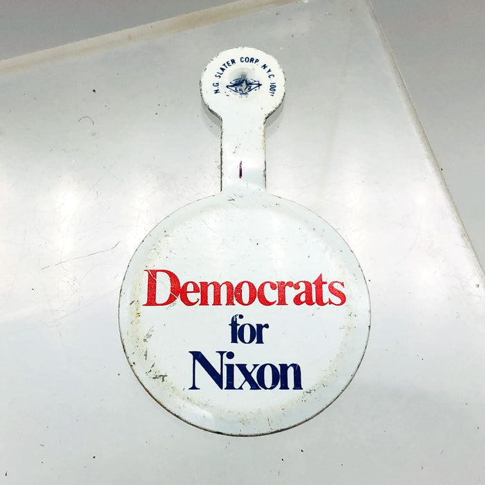 Democrats For Nixon Fold Over Back Tab Pin Button 1.5" Presidential Campaign