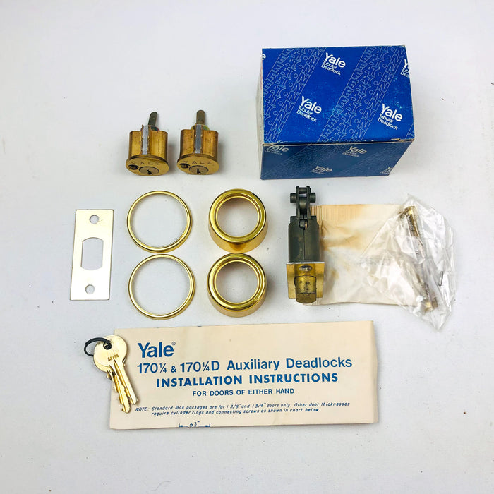 Yale Tubular Deadlock 6 Pin Cylinder Locks 170 1/4 US03 Bright Brass KA2 New NOS