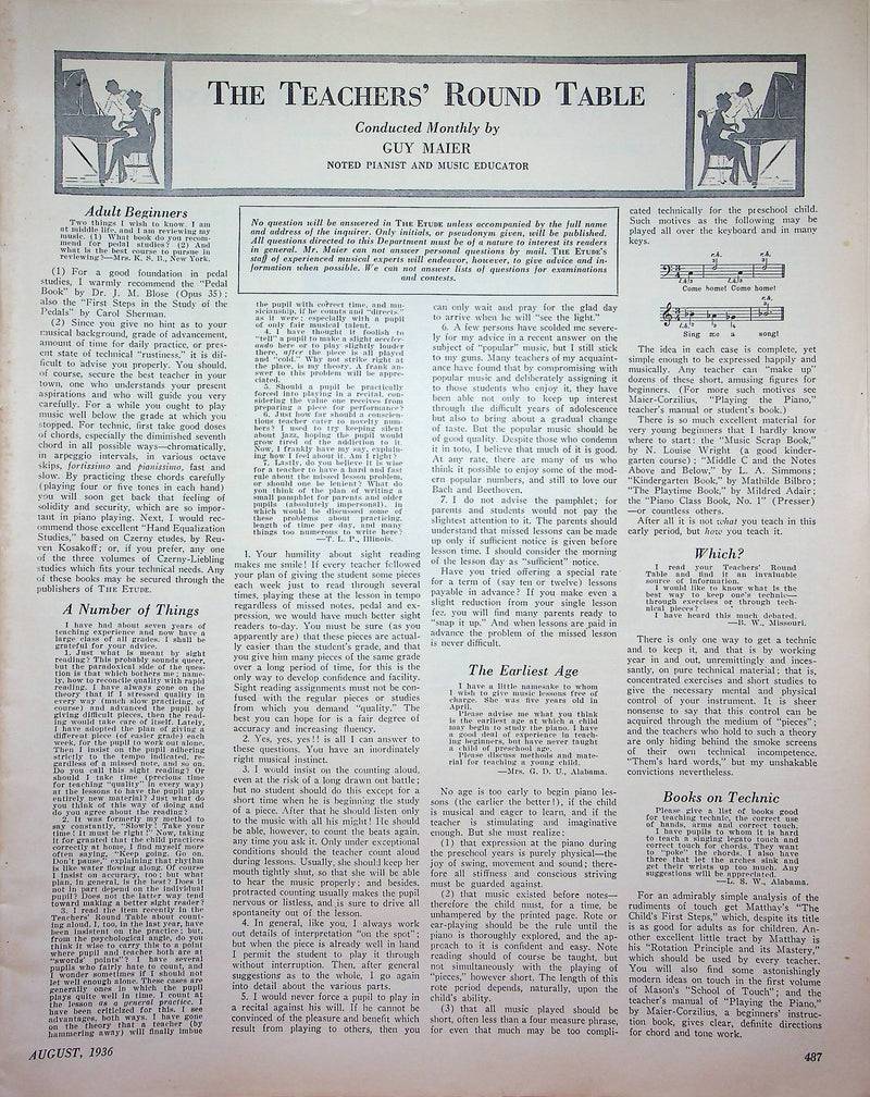 1936 Aug Etude Magazine Pgs 487-510 Sibley G Peace Solace At Twilight Schumann 2