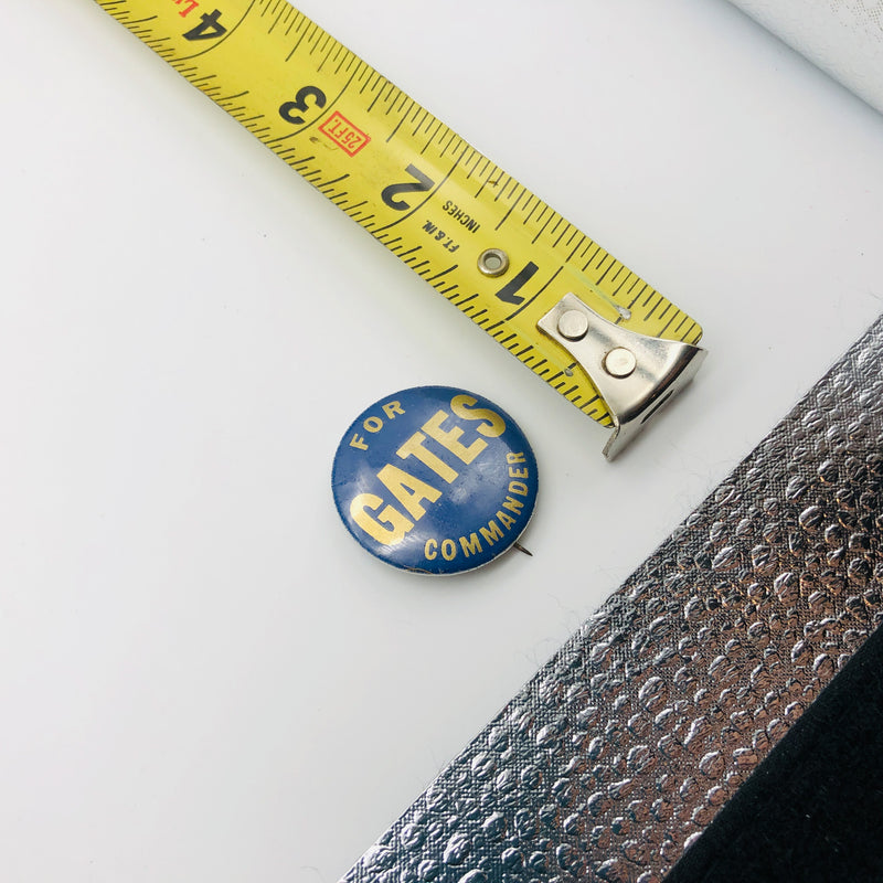 Vintage Gates For Commander Button 1" Bastian Bros Blue Gold Metal