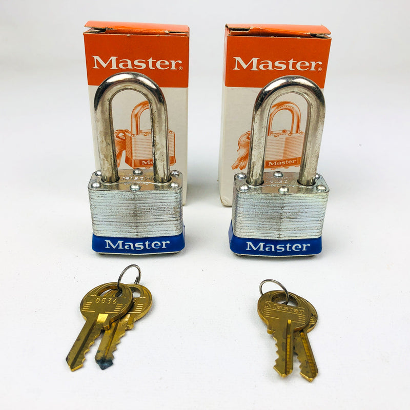 2ct Vintage No 3 Master Lock Padlock 1-7/8" Shackle Special New Keyed Alike 0536