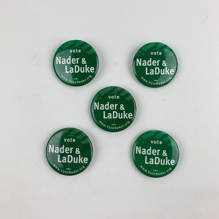 Nader & LaDuke Presidential Political Green Party 1.62" Pin Buttons Lot of 5 1