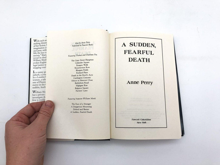 A Sudden, Fearful Death Anne Perry 1993 Fawcett Hardcover Book Jacket 9