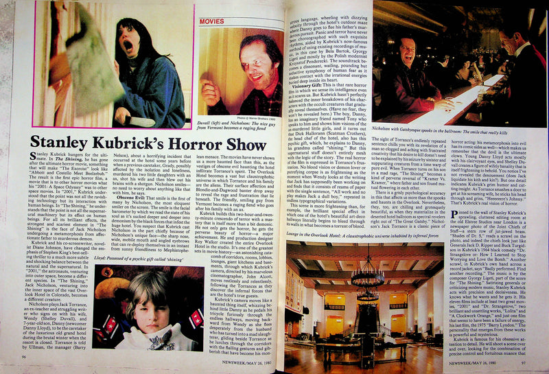 Newsweek Magazine May 26 1980 Jack Nicholson The Shinning Debuts Stanley Kubrick 3
