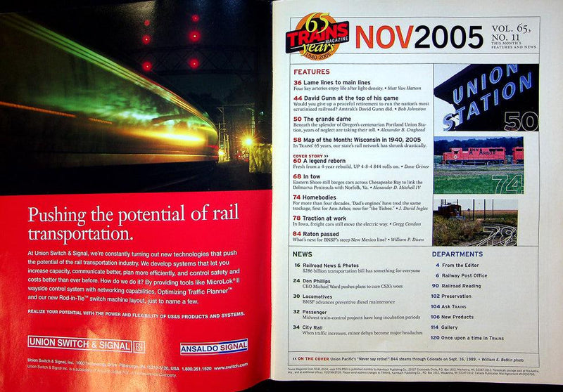 Trains Magazine November 2005 Vol 65 No 11 Railroading That Just Won't Quit