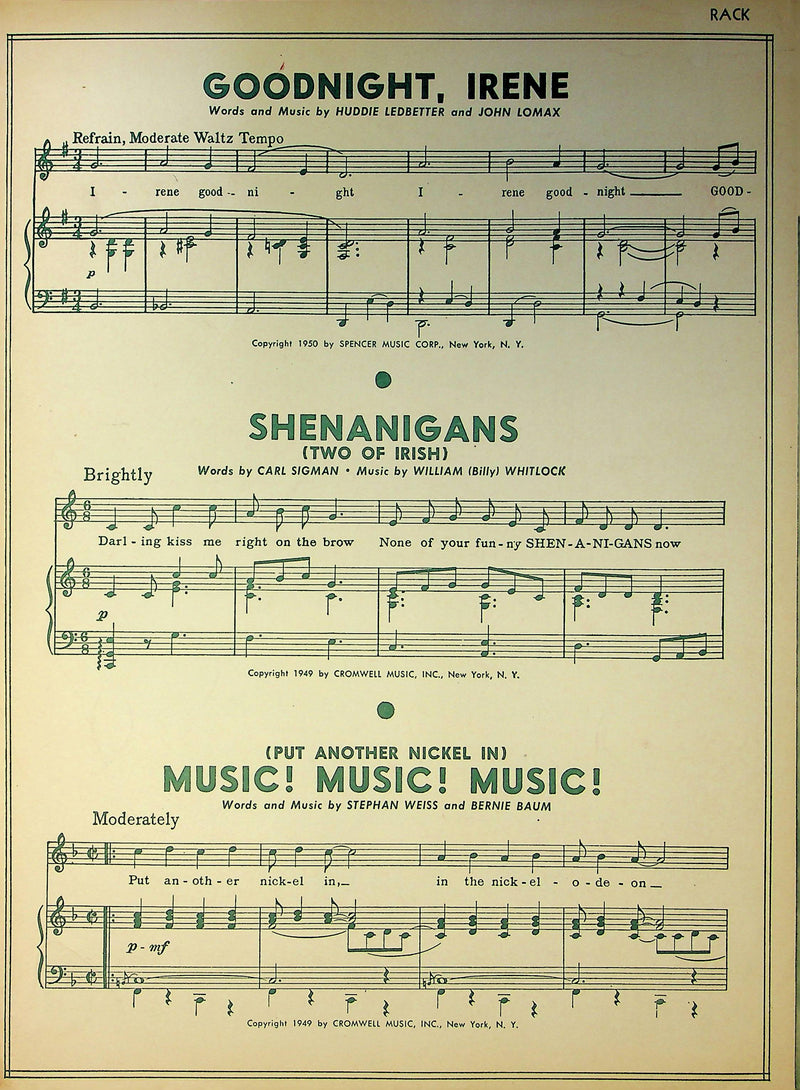 Vintage Sheet Music The Roving Kind Jessie Cavanaugh A Stanton 1950 Mitch Miller 3