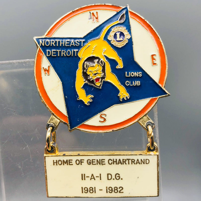 Vintage Lions Club Lapel Pin Pinback Northeast Detroit Gene Chartrand 11-A-1