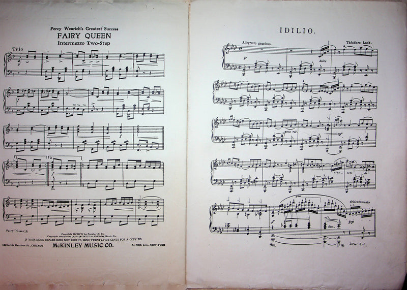 Idilio Vintage Sheet Music Theodore Lack 1907 McKinley Music Piano 2