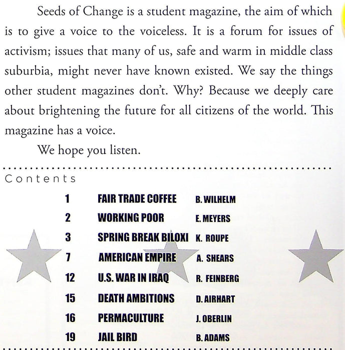 Seeds of Change Magazine Spring 2006 Fair Trade Coffee, The Working Poor