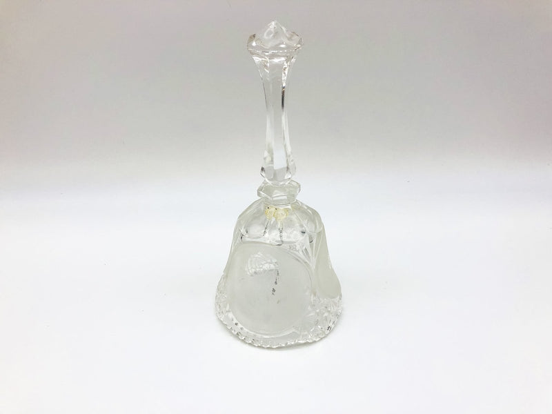 Vintage Lead Crystal Bell 8" Etched 3 Rose Flower Frosted Panels Dinner Table 3