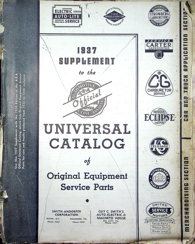United Service Motors 1937 Supplement Original Equipment Service Parts Car Truck