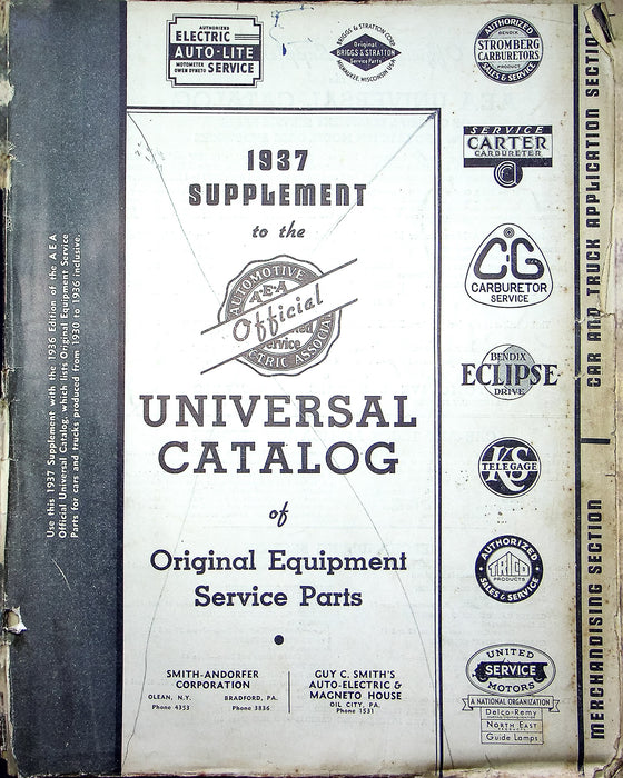 United Service Motors 1937 Supplement Original Equipment Service Parts Car Truck