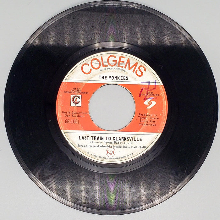The Monkees Last Train To Clarksville Record 45 RPM Single 66-1001 Colgems 1966 1