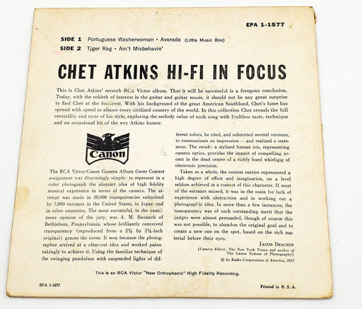 Chet Atkins Hi-Fi In Focus 45 RPM EP Record RCA 1957 EPA 1-1577 2
