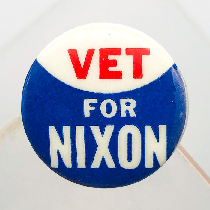 Vet For Nixon Button .75" Pinback Presidential Campaign Political Union Made