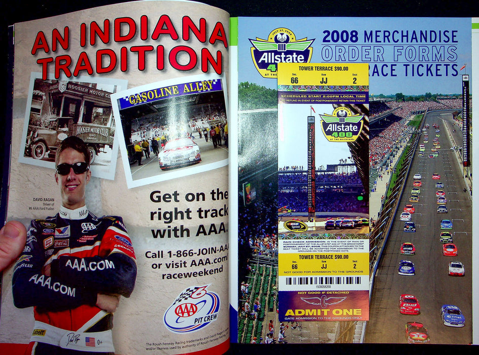 Allstate 400 At The Brickyard Official Program July 27 2008 Nascar W Ticket Stub