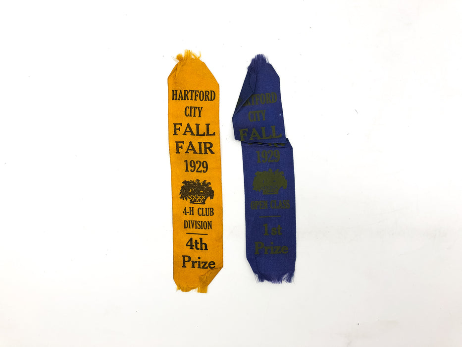 1920s 4-H Club Ribbons Fall Fair 1st and 4th Prize Winners Blue Gold Vintage