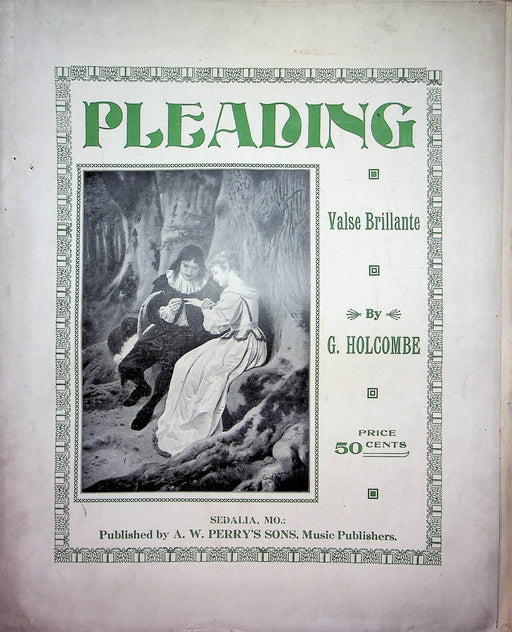 Pleading Valse Brillante G Holcombe Vintage Sheet Music 1915 AW Perrys Piano 2