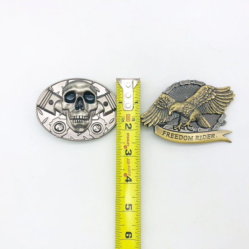 Pewter Belt Buckle Freedom Rider Bad To The Bone Motorcycle Biker Eagle Skull