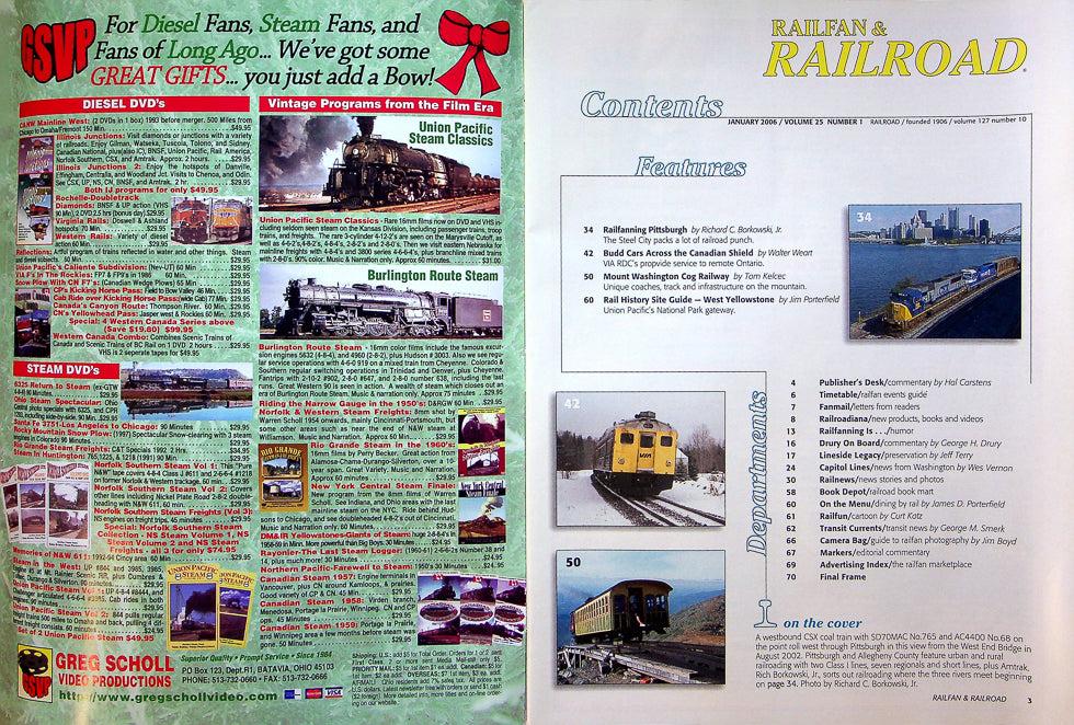 Railfan & Railroad Magazine January 2006 Vol 25 No 1 Three Rivers Railfanning