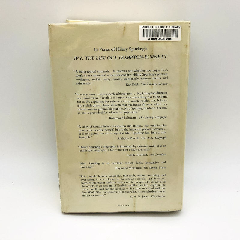 Ivy The Life Of I. Compton Burnett Hardcover Hilary Spurling 1984 Ex Libr 1st Ed 2