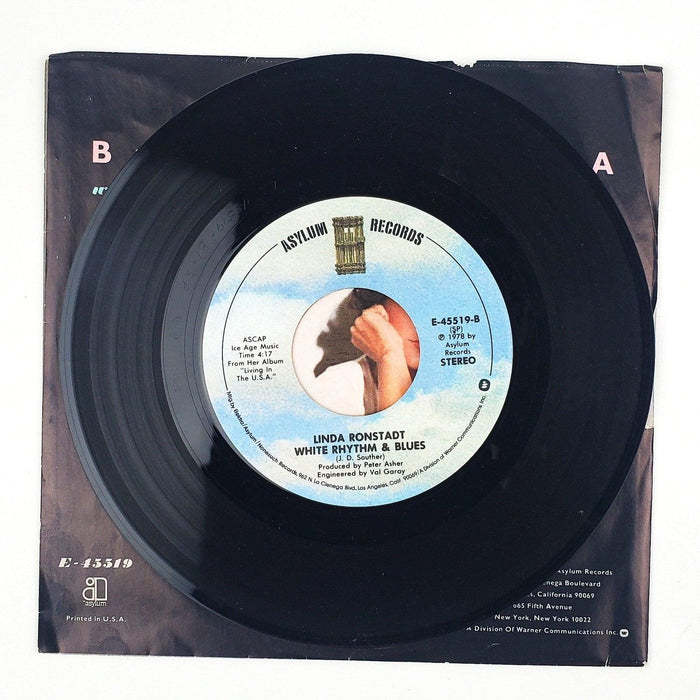 Linda Ronstadt Back In The USA Record 45 RPM Single E-45519 Asylum Records 1978 4