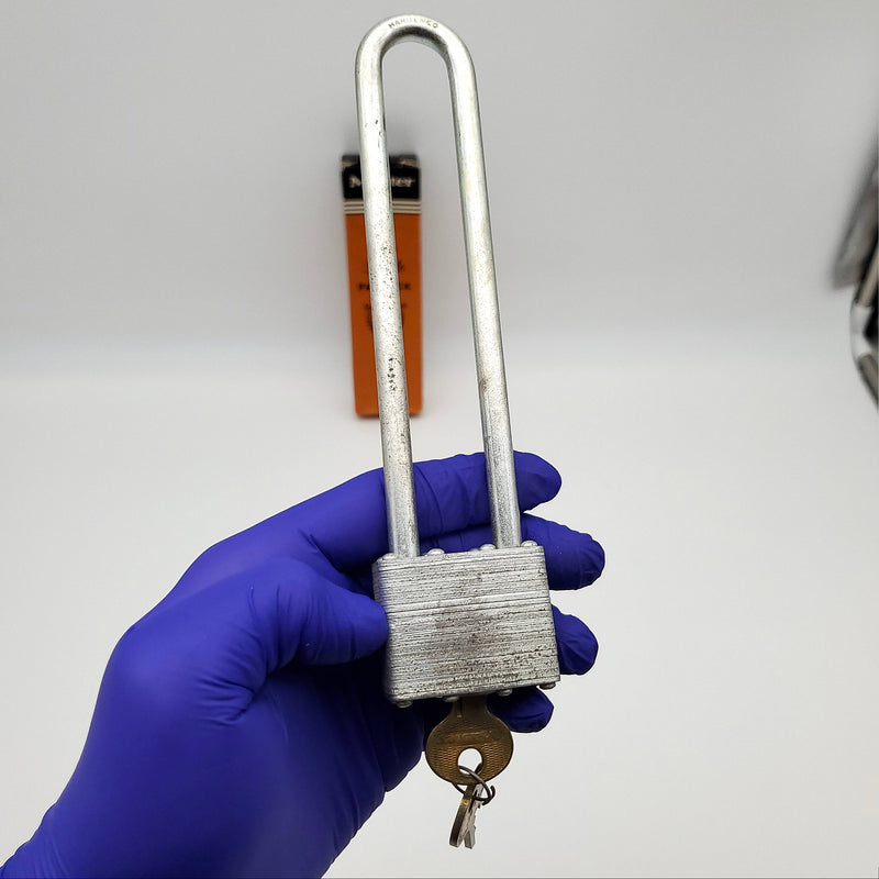 Master Lock Padlock No 1 Long Shackle 6" Milwaukee USA Made Vintage NOS