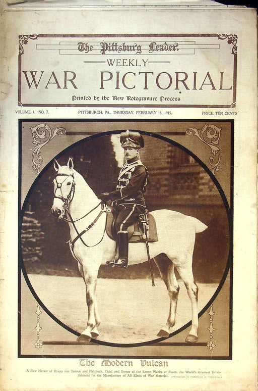 1915 Pittsburg Leader Weekly War Pictorial Newspaper Krupp Von Bohlen 1