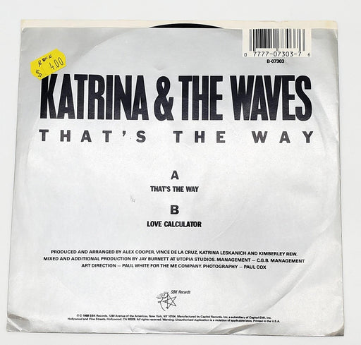 Katrina And The Waves That's The Way 45 RPM Single Record 1989 PB-07303 2
