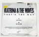 Katrina And The Waves That's The Way 45 RPM Single Record 1989 PB-07303 2