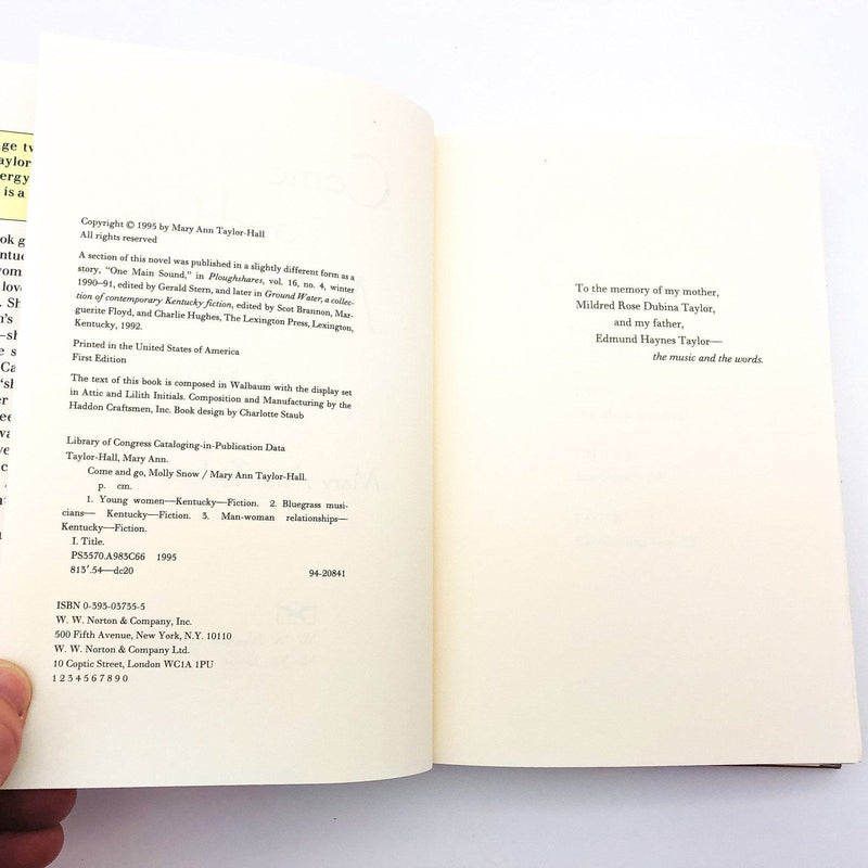 Come And Go Molly Snow Hardcover Mary Ann Taylor Hall 1995 Bluegrass Musicians 8