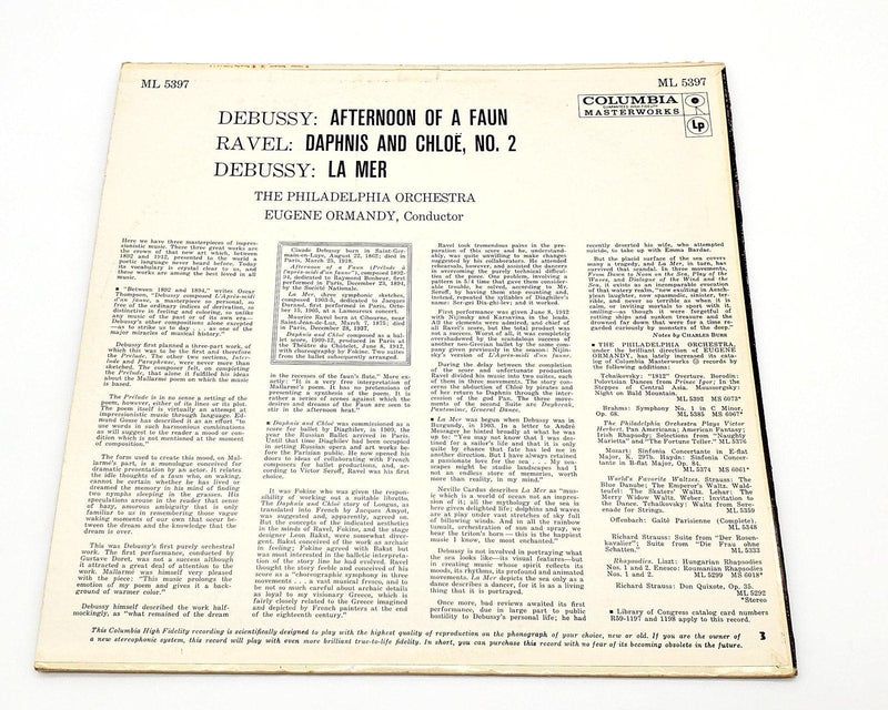 The Philadelphia Orchestra Eugen Ormandy 33 RPM LP Record Columbia 1959 PROMO 2