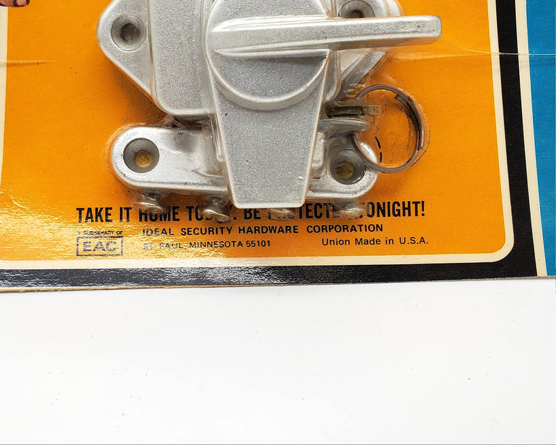 Vintage Patio Sliding Door Lock Keyed Silver Tone Ideal SK-255 Union Made NOS