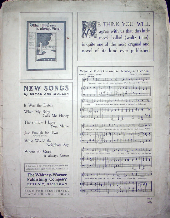 Sheet Music In The Moonlight Song James O Dea Robert J Adams 1903 Whitney Warner 3