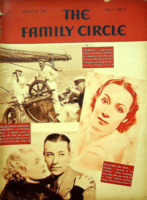 The Family Circle Magazine August 9 1935 Vol 7 No 6 George Raft, Dolores Del Rio 1