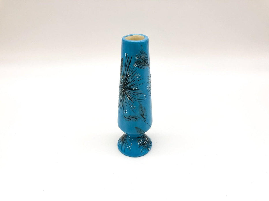 Vintage Ceramic Bud Vase Baby Blue Crackle Glaze Hand Made Signed Fritz 1980 3