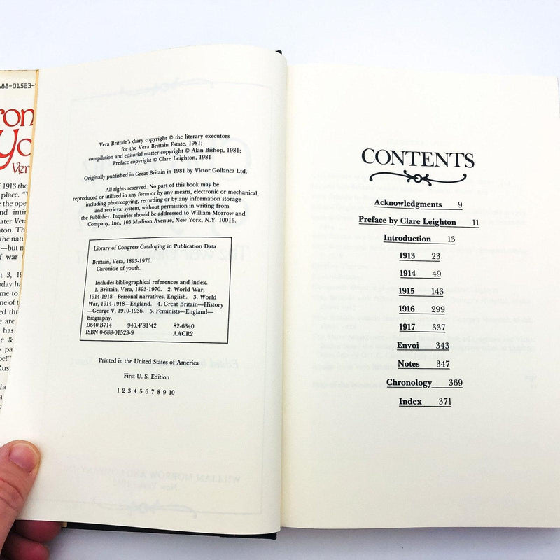 Chronicle Of Youth Hardcover Vera Brittain 1982 The War Diary Nurse World War 1 9