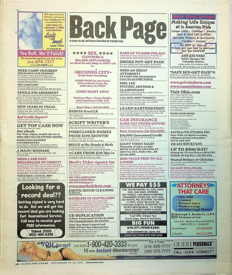 Cleveland Scene Magazine September 2001 No 38 Florence Dore Kent State Professor 4