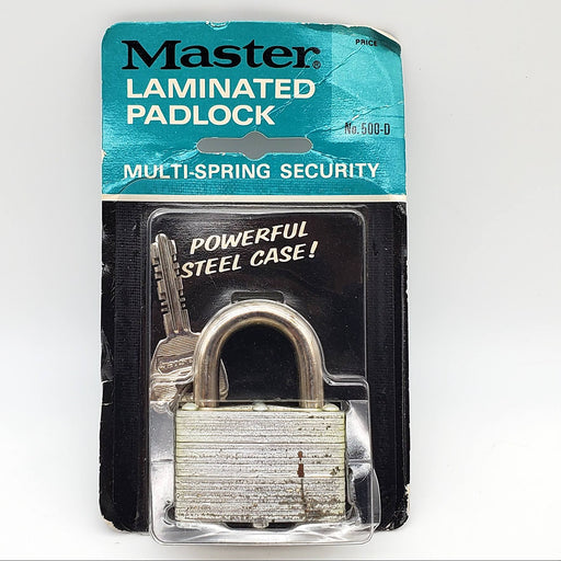 Vintage Master Padlock 500-D Laminated Multi-Spring Keyed USA Made NOS 1