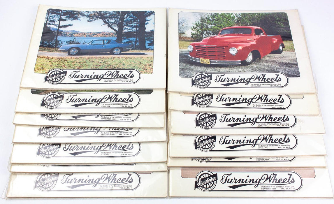 Studebaker Turning Wheels Bulletin 1991 & 1992 Lot Of 13 Issues