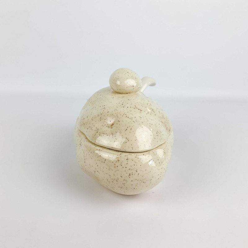 Vintage Atlantic Mold Ceramic Potato Sour Cream, Gravy Bowl w/ Lid & Spoon 4