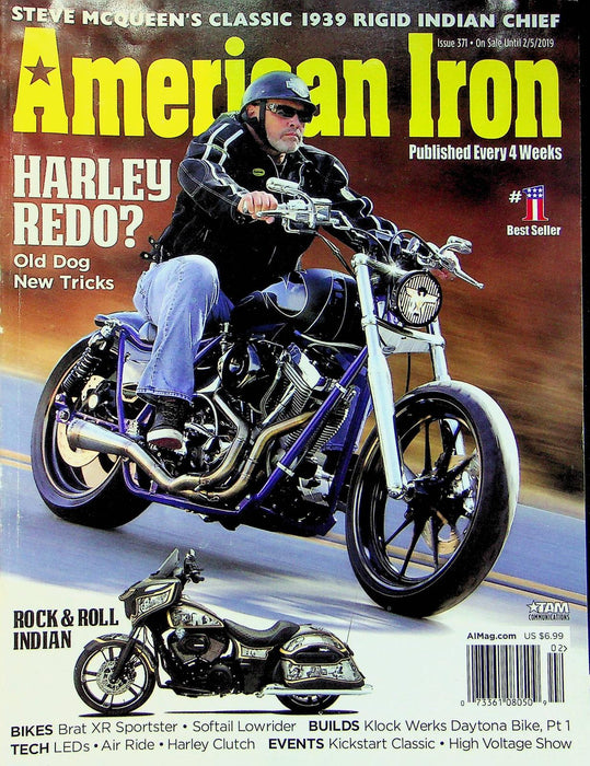 American Iron Motorcycle Magazine Feb # 371 2019 Steven McQueens Indian Chief