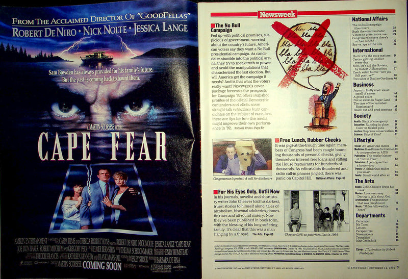 Newsweek Magazine October 14 1991 Presidential Campaign John Cheever Novelist